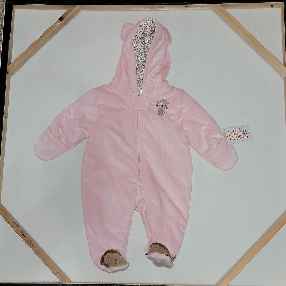 New Carter Just One You Pink Hooded Pram Newborn NB Baby Girl Monkey